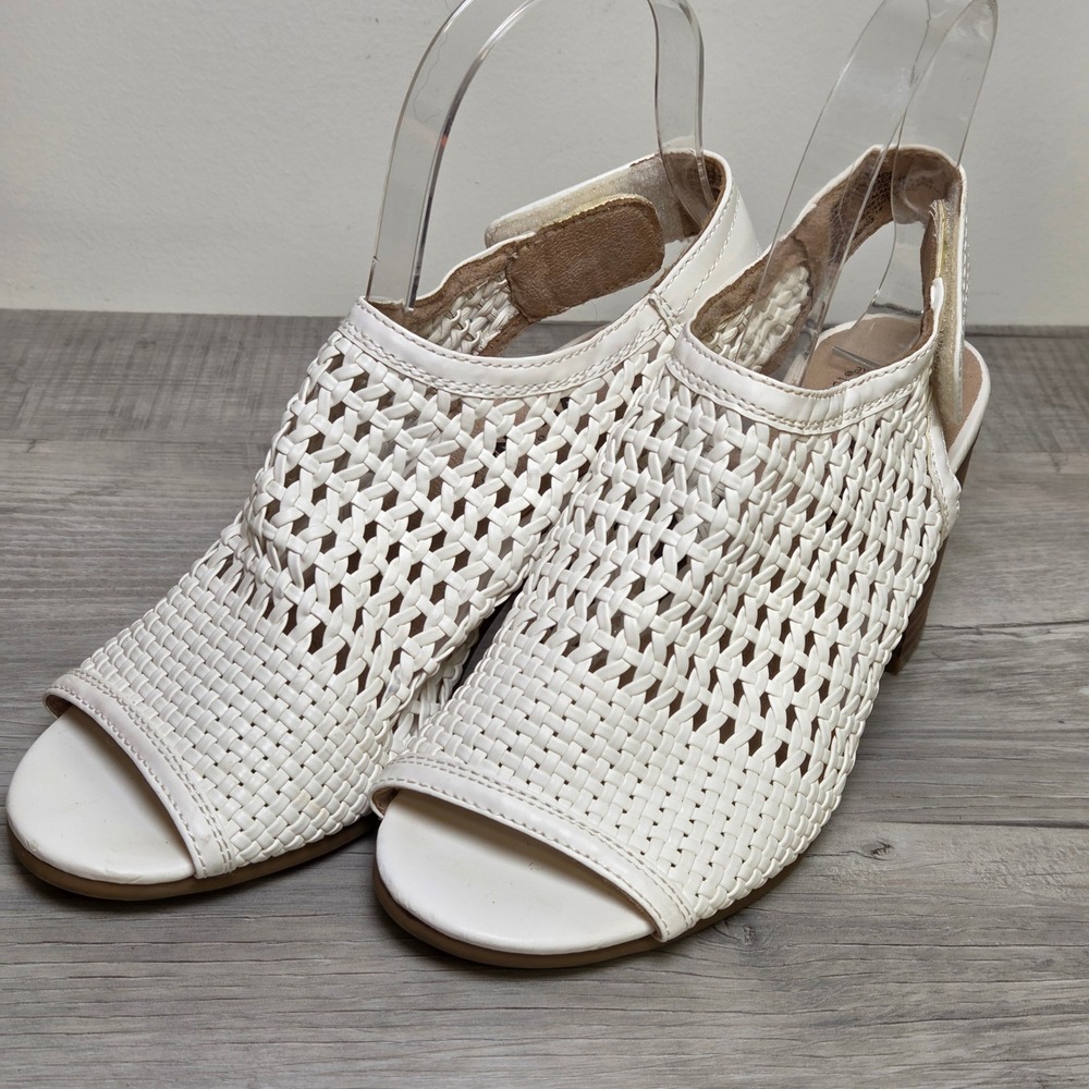 Sonoma Vitalize Ortholite Women 6 White Woven Slingback Peep-toe Block Sandals